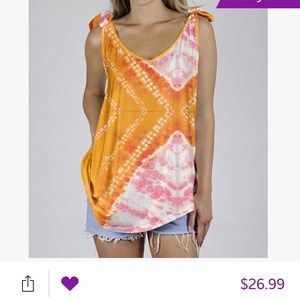 Pink/Orange tie die tank